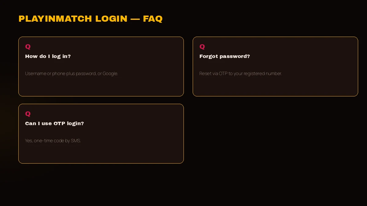 PlayinMatch login help and common sign-in questions