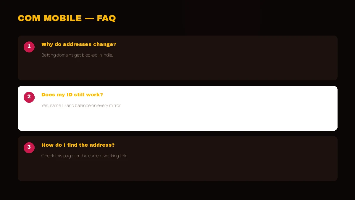 PlayinMatch com mobile address switchboard showing mirror links and one shared ID